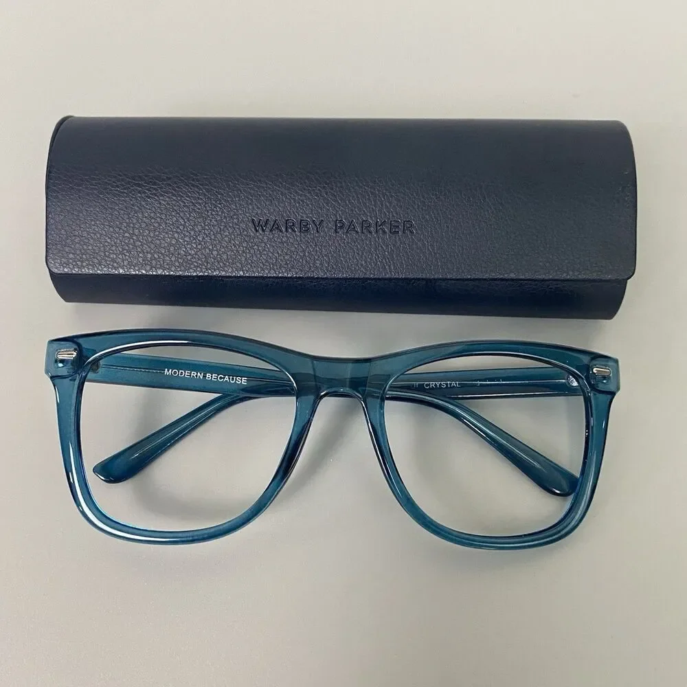 Modern Because Crystal Blue Transparent Eyeglass Frames Unisex Optical Glasses